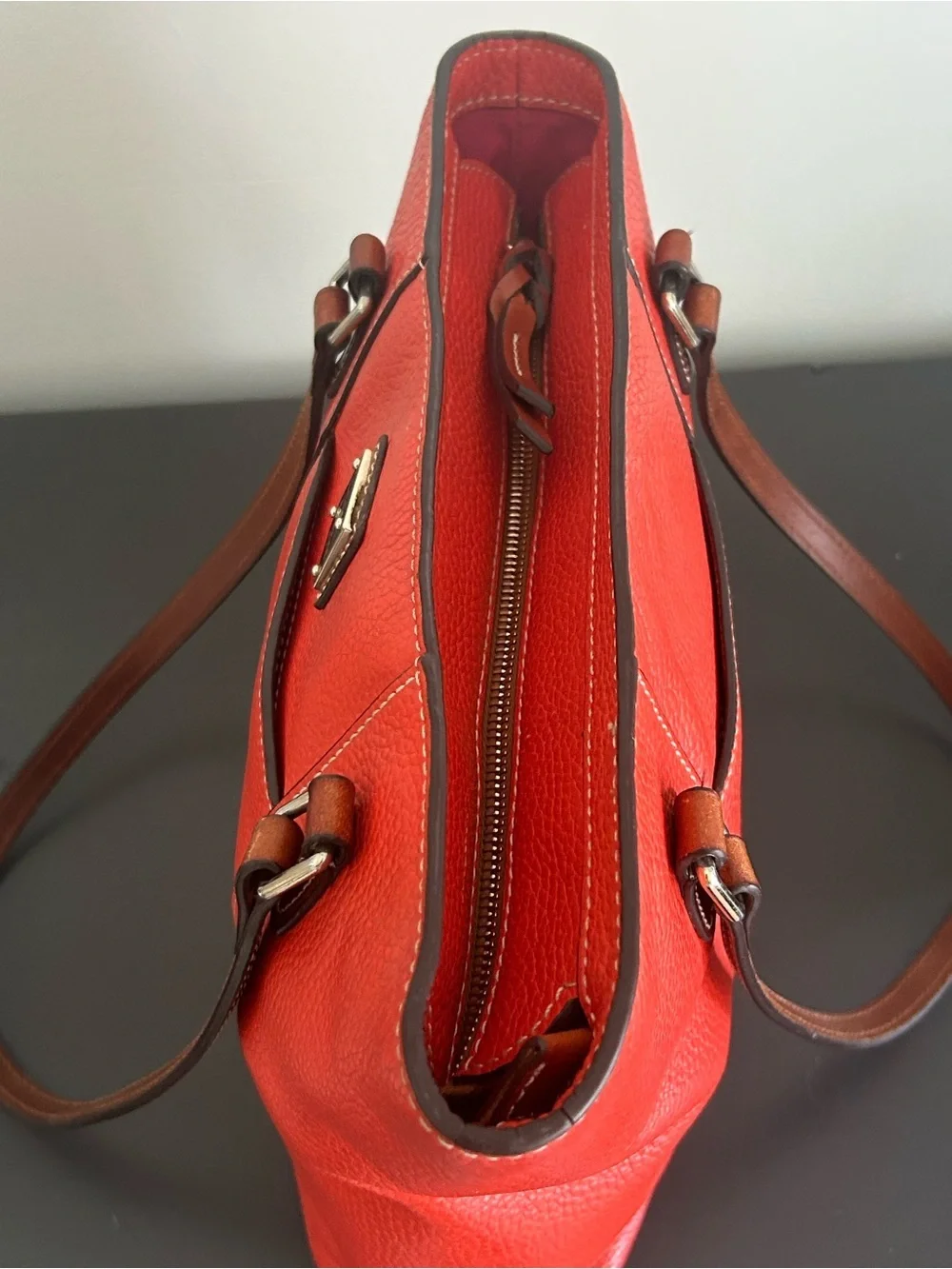 Dooney & Bourke Orange Pebbled LeatherTote Shoulder Work bag